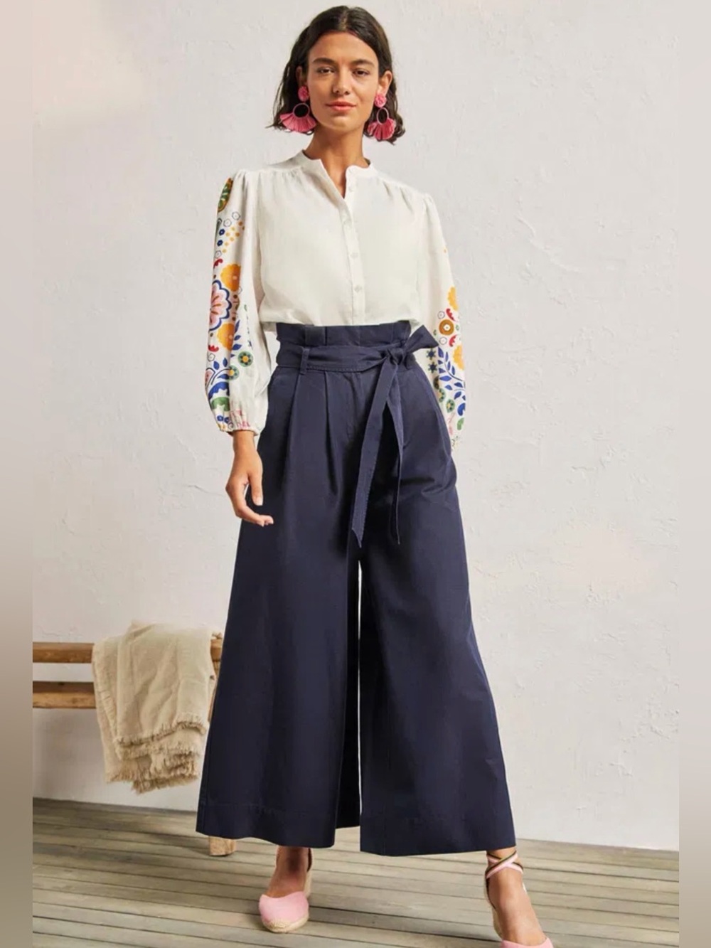 BODEN paper-bag waist wide leg trouser